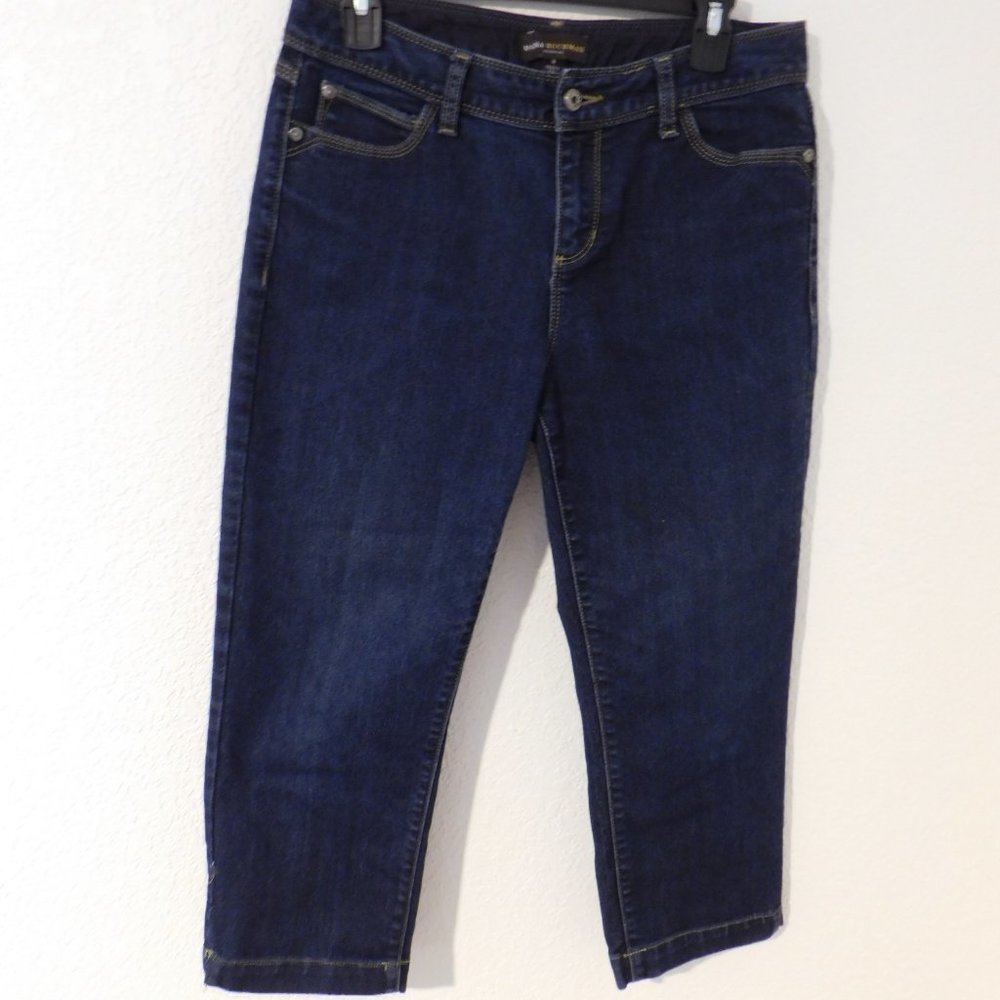 Dana Buchman Womens Signature Capri Jeans Blue Stretch Dark Wash Mid Rise 6